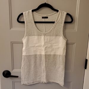Press Heather Gray and Pleather White Tank Top